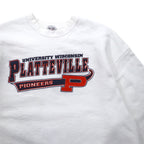USA made 90s FRUIT OF THE LOOM print sweatshirt XXL white NCAA Wisconsin Platteville Pioneers