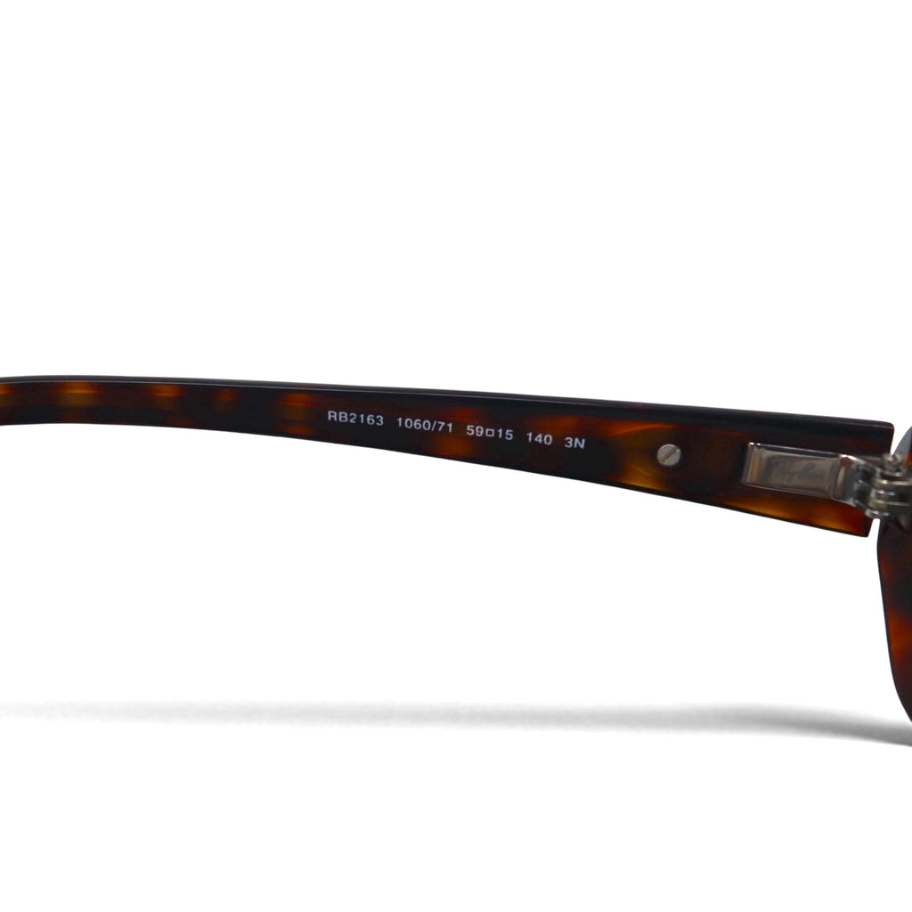 Ray-Ban Square Rectangle Sunglasses, Brown Tortoiseshell, RB2163, 1060/71, 59-15, 140mm, 3N