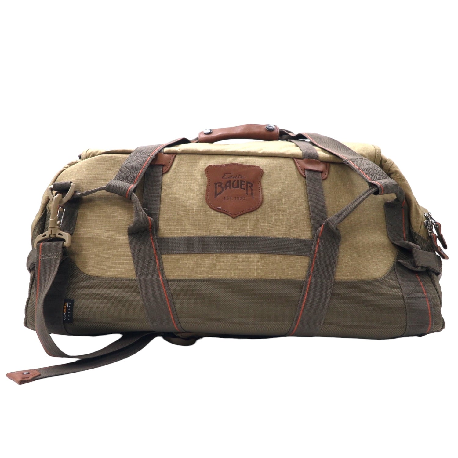 Eddie Bauer Duffle Bag Boston Bag Khaki Polyester CORDURA Leather – 日本然リトテ