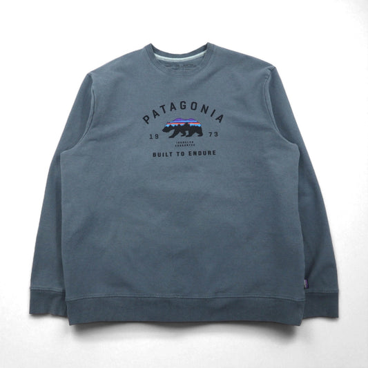 patagonia ベア プリント クルー スウェットシャツ 2XL ブルー 裏起毛 39544