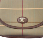 Burberrys Old Window Pen Check Shoulder Bag Beige Beaded Nylon Canvas Leather