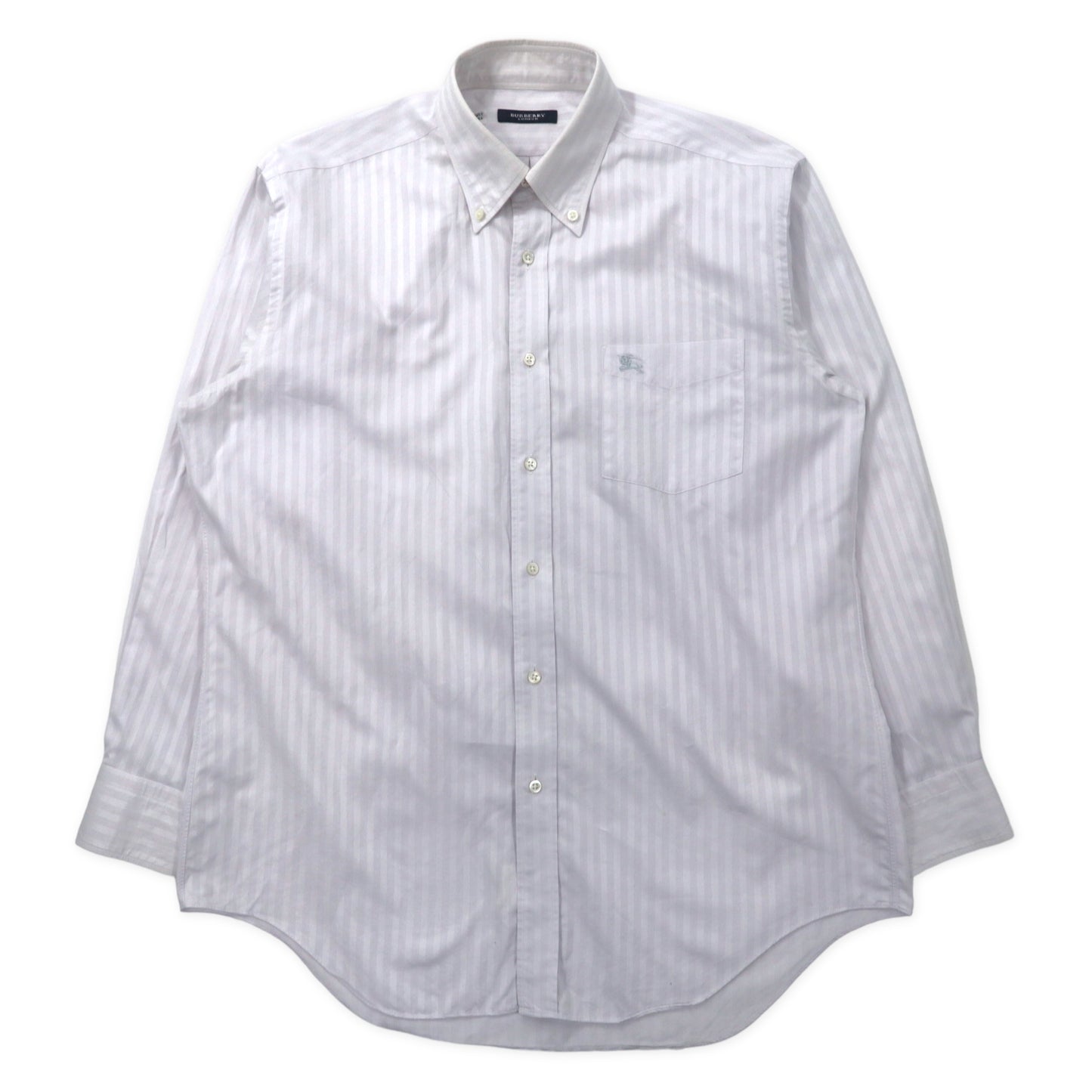 BURBERRY button Down dress shirt L White Striped Cotton One Point