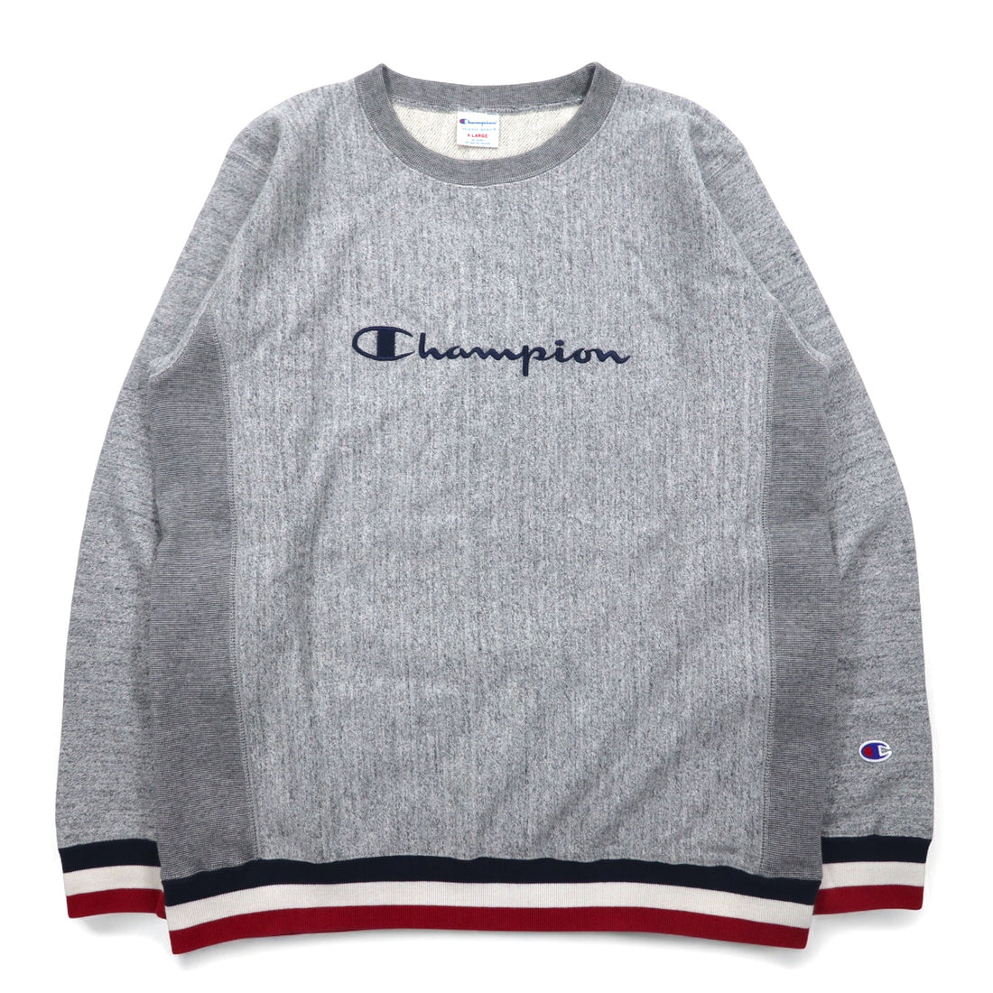Champion Reverse Weave Rib Line Sweatshirt, XL, Gray, Tricolor, C8-J002