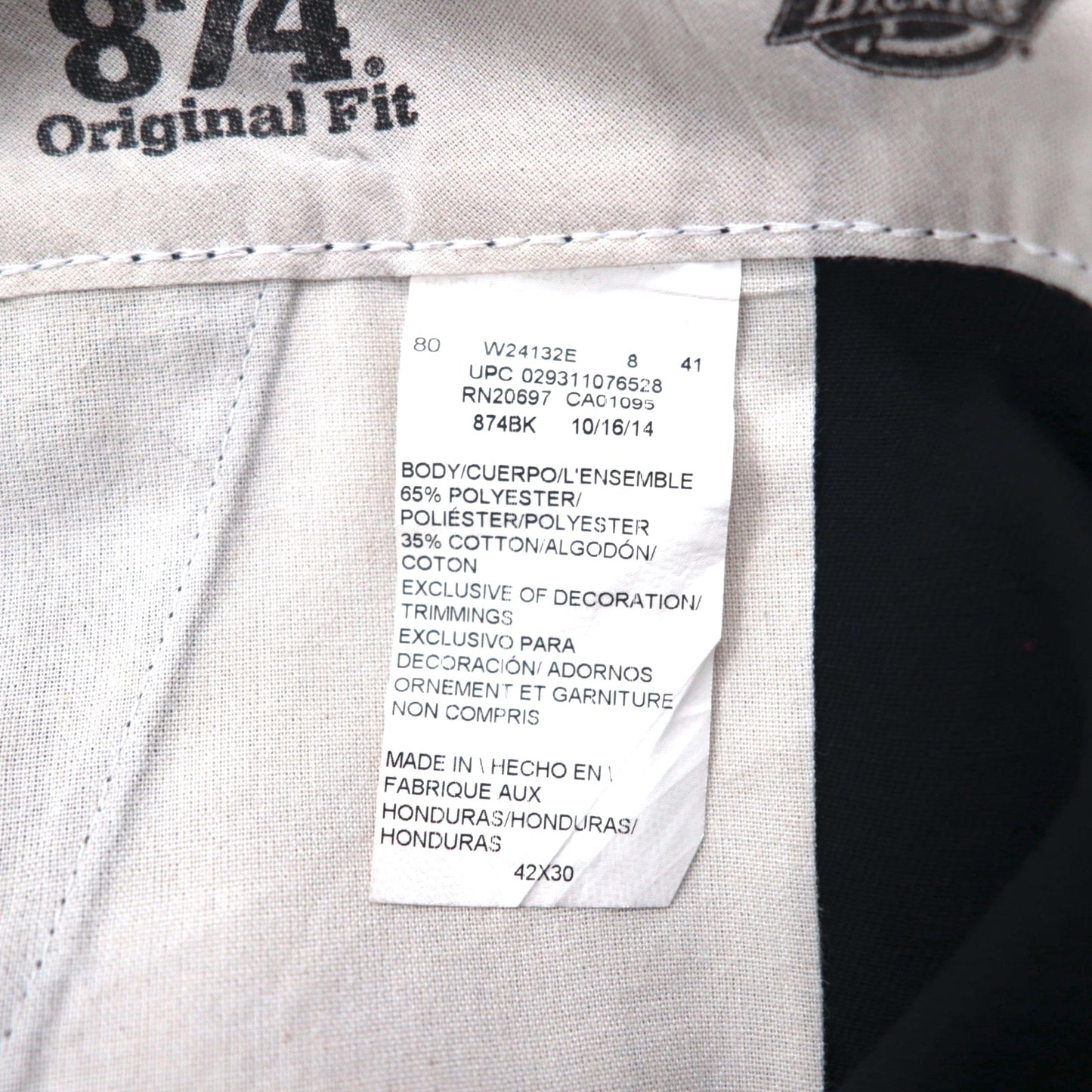 Dickies 874 Original Fit Work Chino Pants, Black, XL, Oversized