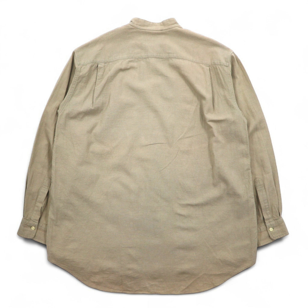 McGREGOR 90s Linen Band Collar Shirt, XL, Beige, Big Size, Made in Japan