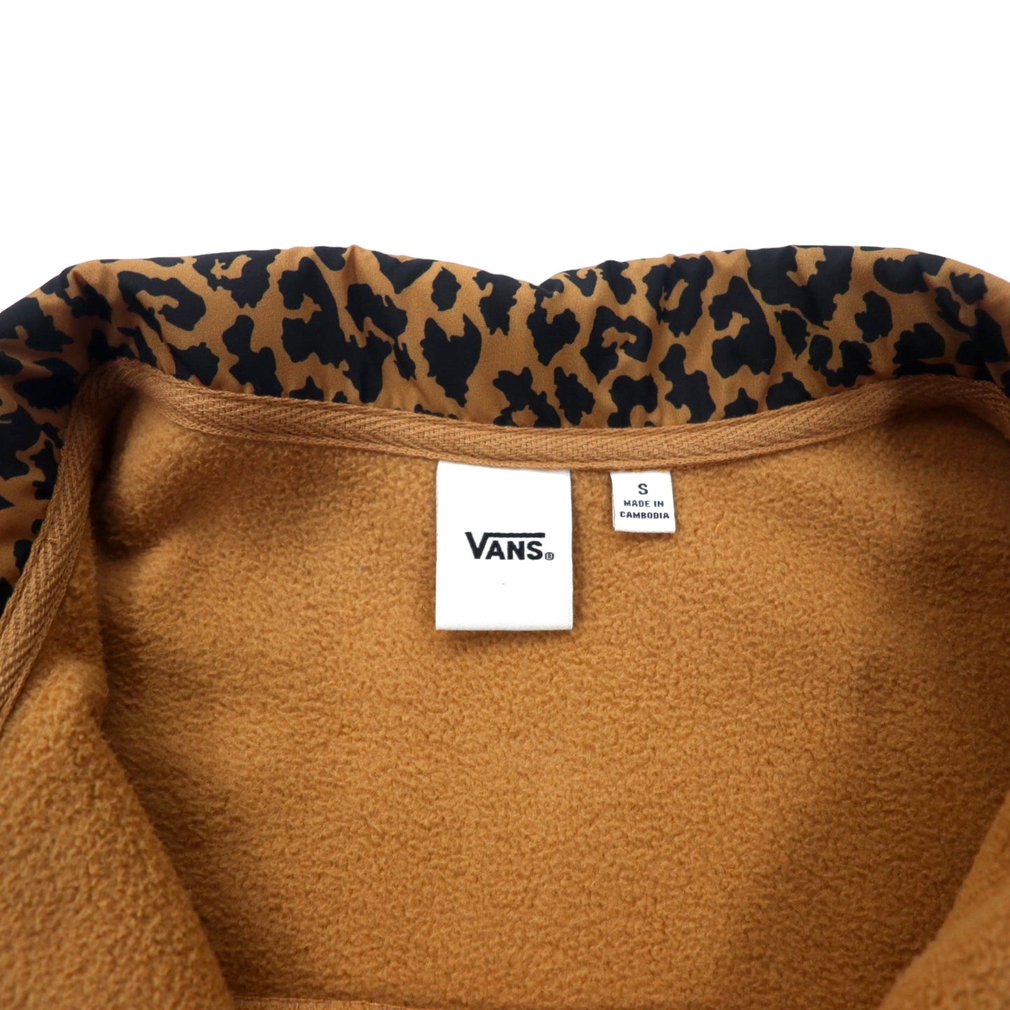 VANS フルジップ フリースジャケット S ベージュ ポリエステル レオパード
