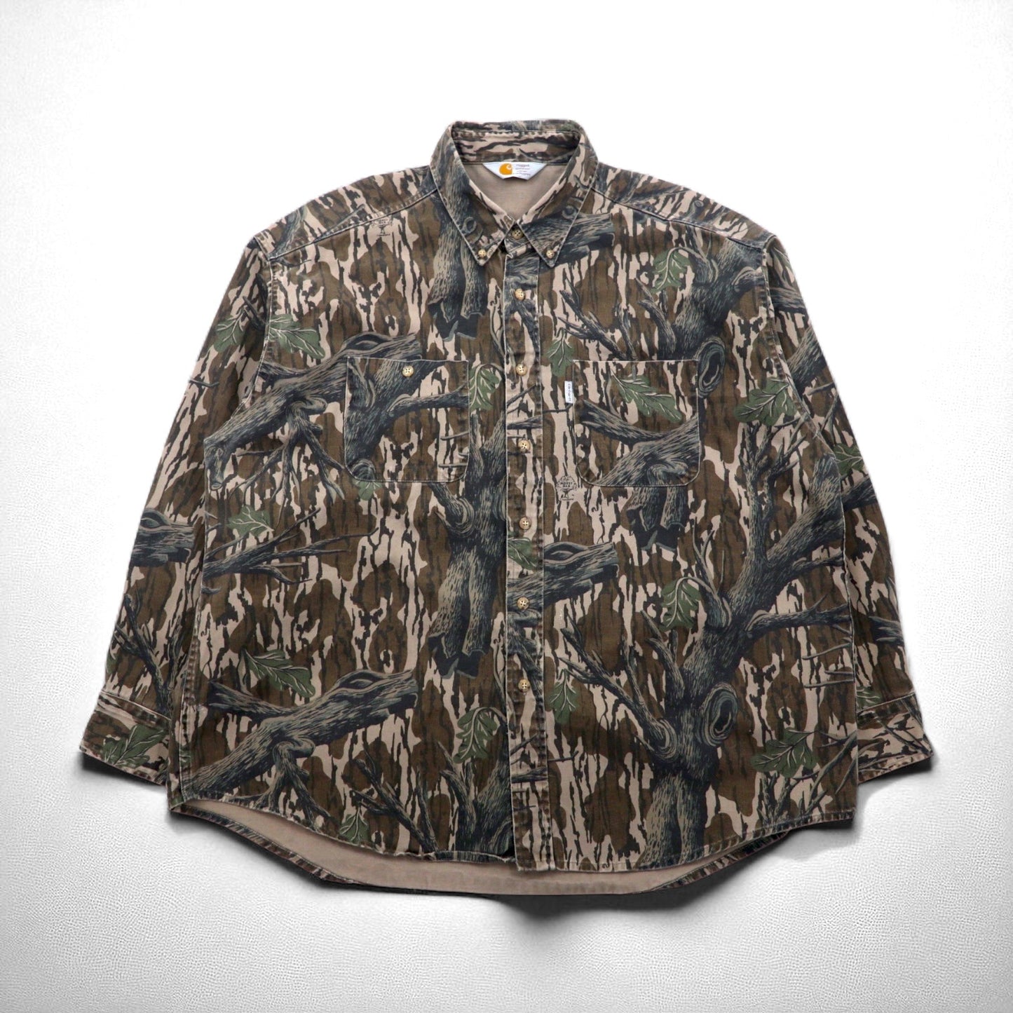 carhartt 90年代 ツリーカモ ボタンダウン ワークシャツ XL カーキ MOSSY OAK カモ rugged outdoor wear
