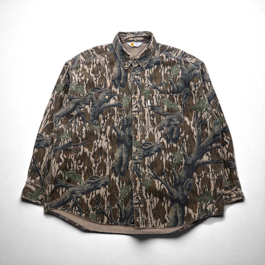 carhartt 90年代 ツリーカモ ボタンダウン ワークシャツ XL カーキ MOSSY OAK カモ rugged outdoor wear