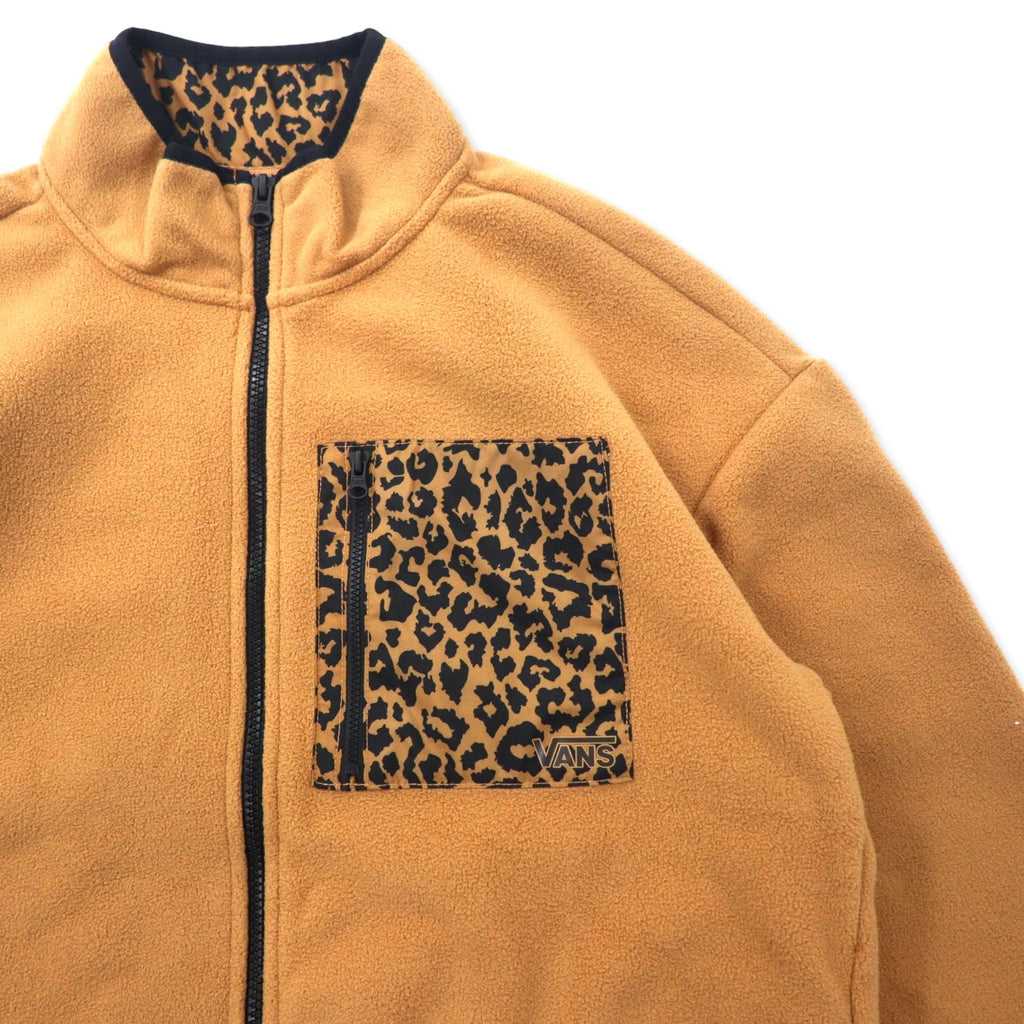 VANS Full Zip Fleece Jacket S Beige Polyester Leopard