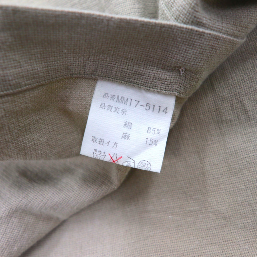 McGREGOR 90s Linen Band Collar Shirt, XL, Beige, Big Size, Made in Japan