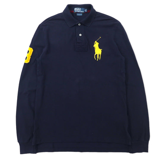 日本然リトテ-古着オンライン-Polo by Ralph Lauren ビッグポニー ラガーシャツ ポロシャツ 170/92A ネイビー コットン CUSTOM FIT-Polo by Ralph Lauren Big Pony Rugby Shirt Polo Shirt 170/92A Navy Cotton CUSTOM FIT