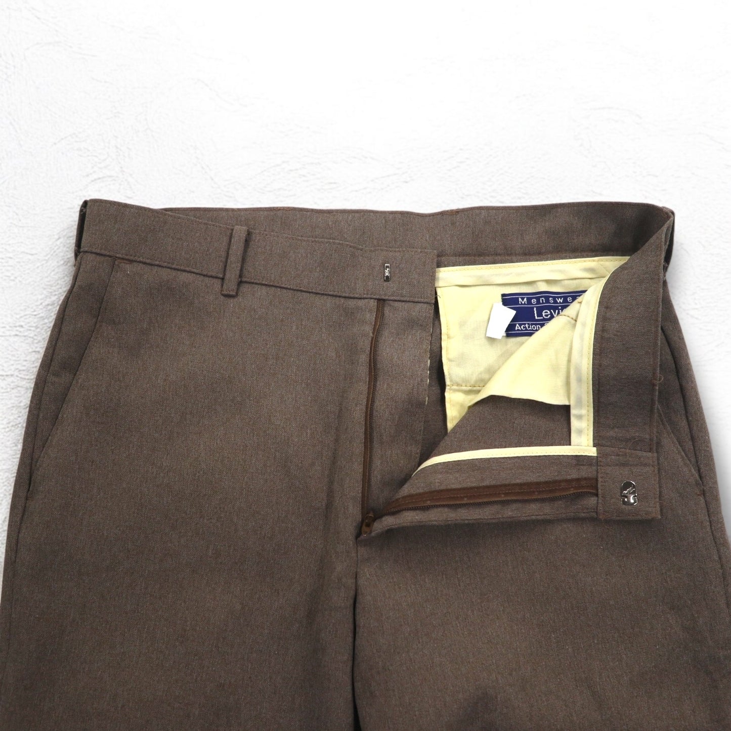 Levi's 80年代 USA製 Action Slacks スタプレ STA-PREST スラックスパンツ L ブラウン ロケットTALONジップ