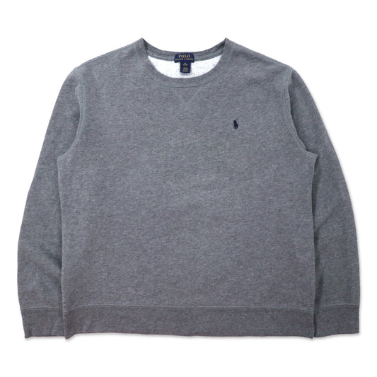 日本然リトテ-古着オンライン-POLO RALPH LAUREN クルーネック スウェット XL グレー コットン スモールポニー刺繍-POLO RALPH LAUREN Crewneck Sweatshirt XL Gray Cotton Small Pony Embroidery