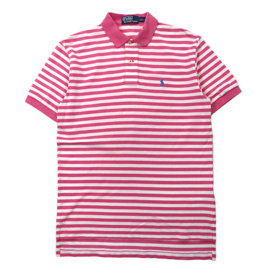 Polo by Ralph Lauren ボーダー ポロシャツ 170 ピンク コットン スモールポニー刺繍