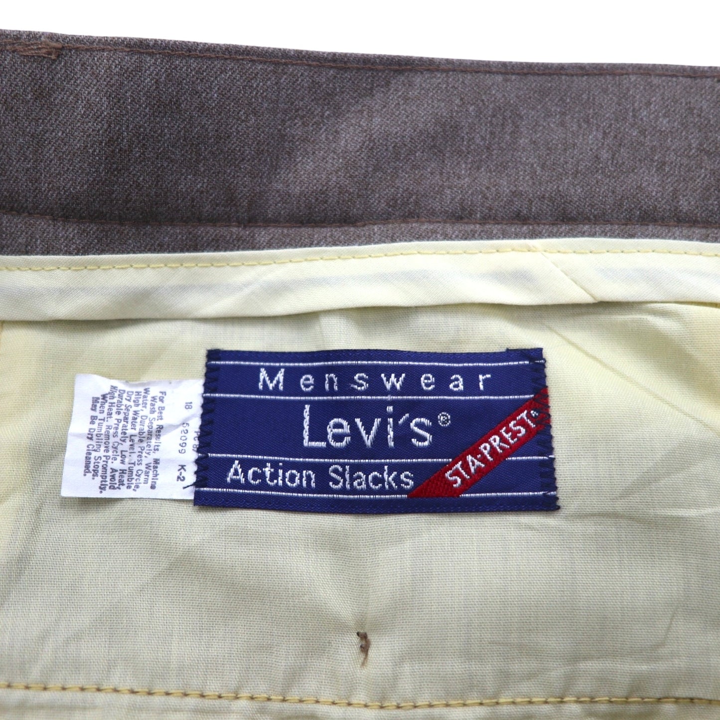 Levi's 80年代 USA製 Action Slacks スタプレ STA-PREST スラックスパンツ L ブラウン ロケットTALONジップ
