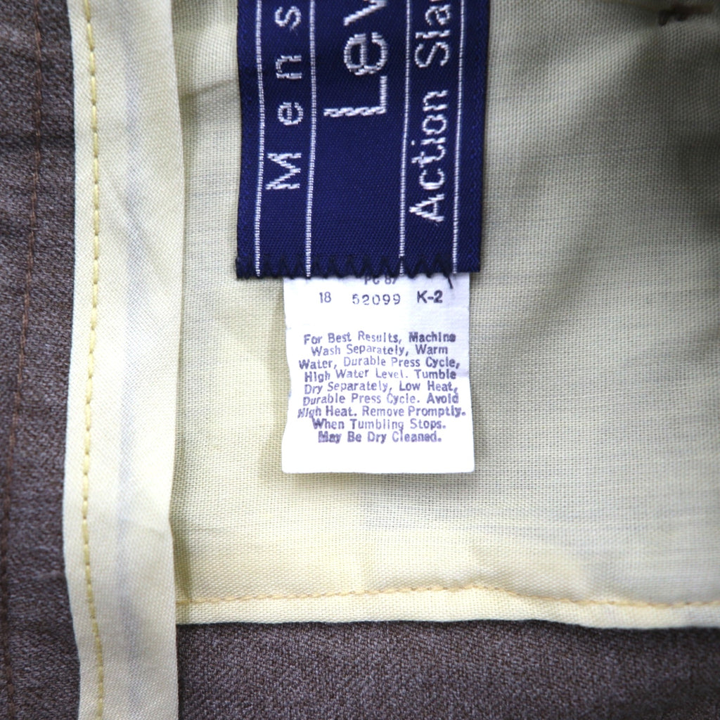 Levi's 80年代 USA製 Action Slacks スタプレ STA-PREST スラックスパンツ L ブラウン ロケットTALONジップ