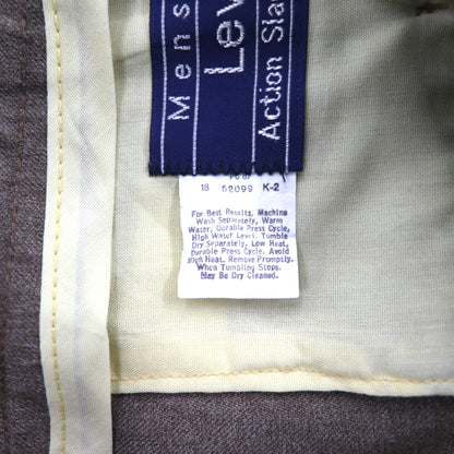 Levi's 80年代 USA製 Action Slacks スタプレ STA-PREST スラックスパンツ L ブラウン ロケットTALONジップ