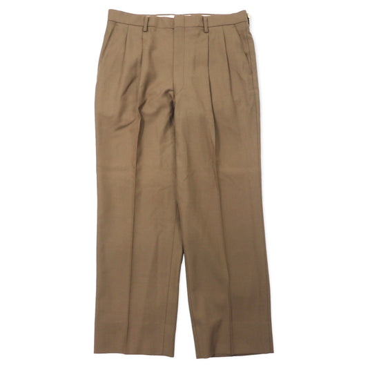 日本然リトテ-古着オンライン-DAKS 2タック ワイド スラックスパンツ 88 ベージュ ウール オールド 日本製-DAKS 2 Tuck Wide Slacks Pants 88 Beige Wool Vintage Japan Made