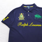 Polo by Ralph Lauren 90年代 ロゴ刺繍 ポロシャツ S ネイビー 鹿の子 R.L.COUNTY RIDERS & JOCKEY CLUB