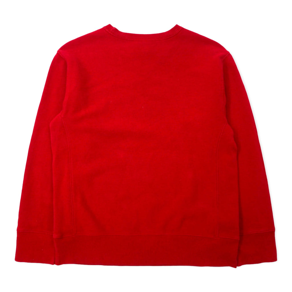 POLO JEANS CO. RALPH LAUREN 90s Reverse Weave Logo Embroidered Sweatshirt M Red Cotton Stars and Stripes Front V
