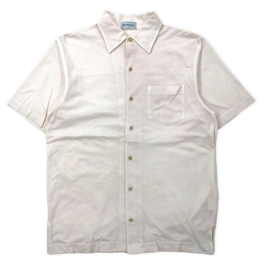 Burberrys オールド ワッフル地 半袖シャツ MA ホワイト コットン ワンポイントロゴ刺繍 日本製