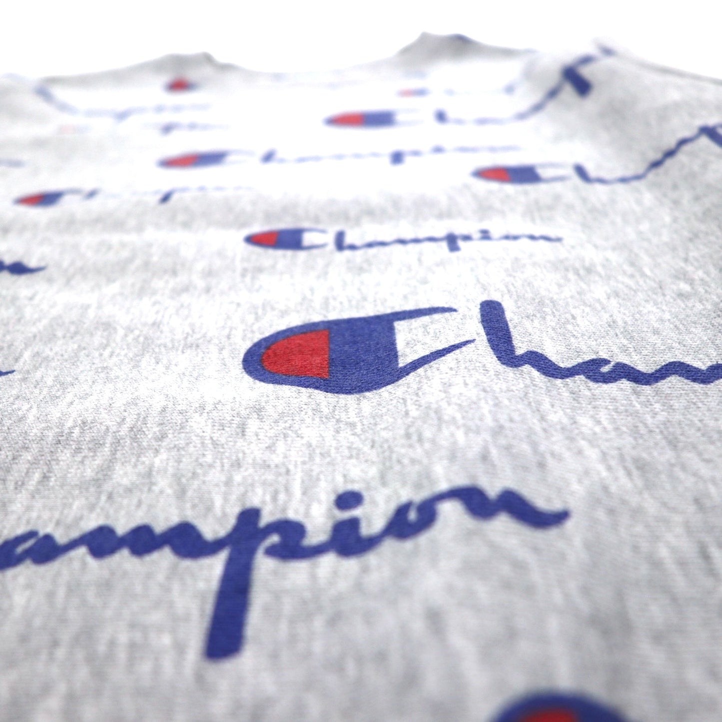 Champion リバースウィーブ REVERSE WEAVE スウェット L グレー 総柄 スクリプトロゴ 青単タグ 復刻