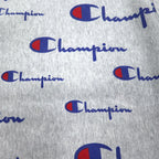 Champion Reverse Weave Sweatshirt L Grey All-over Script Logo Blue Single Tag Reissue