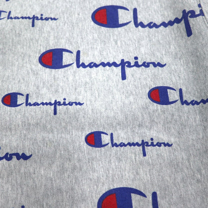 Champion リバースウィーブ REVERSE WEAVE スウェット L グレー 総柄 スクリプトロゴ 青単タグ 復刻