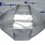 Champion Reverse Weave Sweatshirt L Grey All-over Script Logo Blue Single Tag Reissue