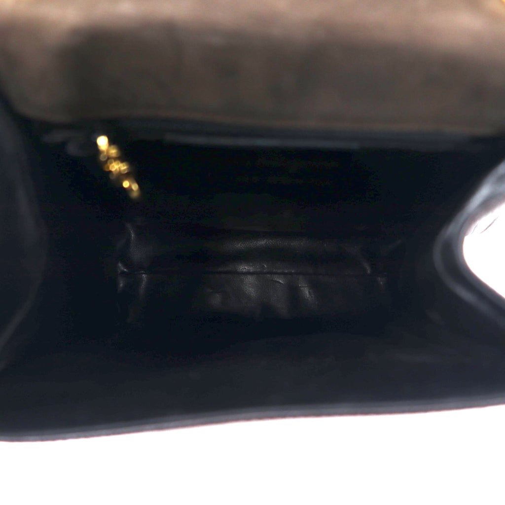 Salvatore Ferragamo Lizard-embossed trapezoid chain shoulder bag in brown leather Q 21 4654 Made in Italy