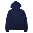 POLO RALPH LAUREN Logo Embroidered Pullover Hoodie L Navy Cotton Fleece Lining