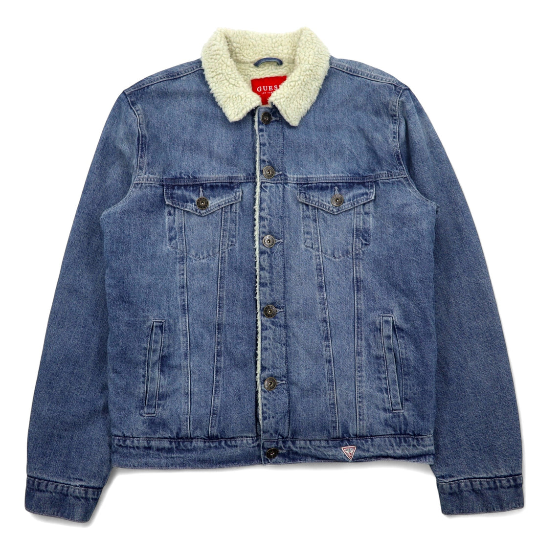 日本然リトテ-古着オンライン-GUESS ボア デニムジャケット トラッカージャケット M ブルー コットン Sherpa Denim Jacket X74XN1R0LF0-GUESS boa denim jacket trucker jacket M blue cotton Sherpa Denim Jacket X74XN1R0LF0
