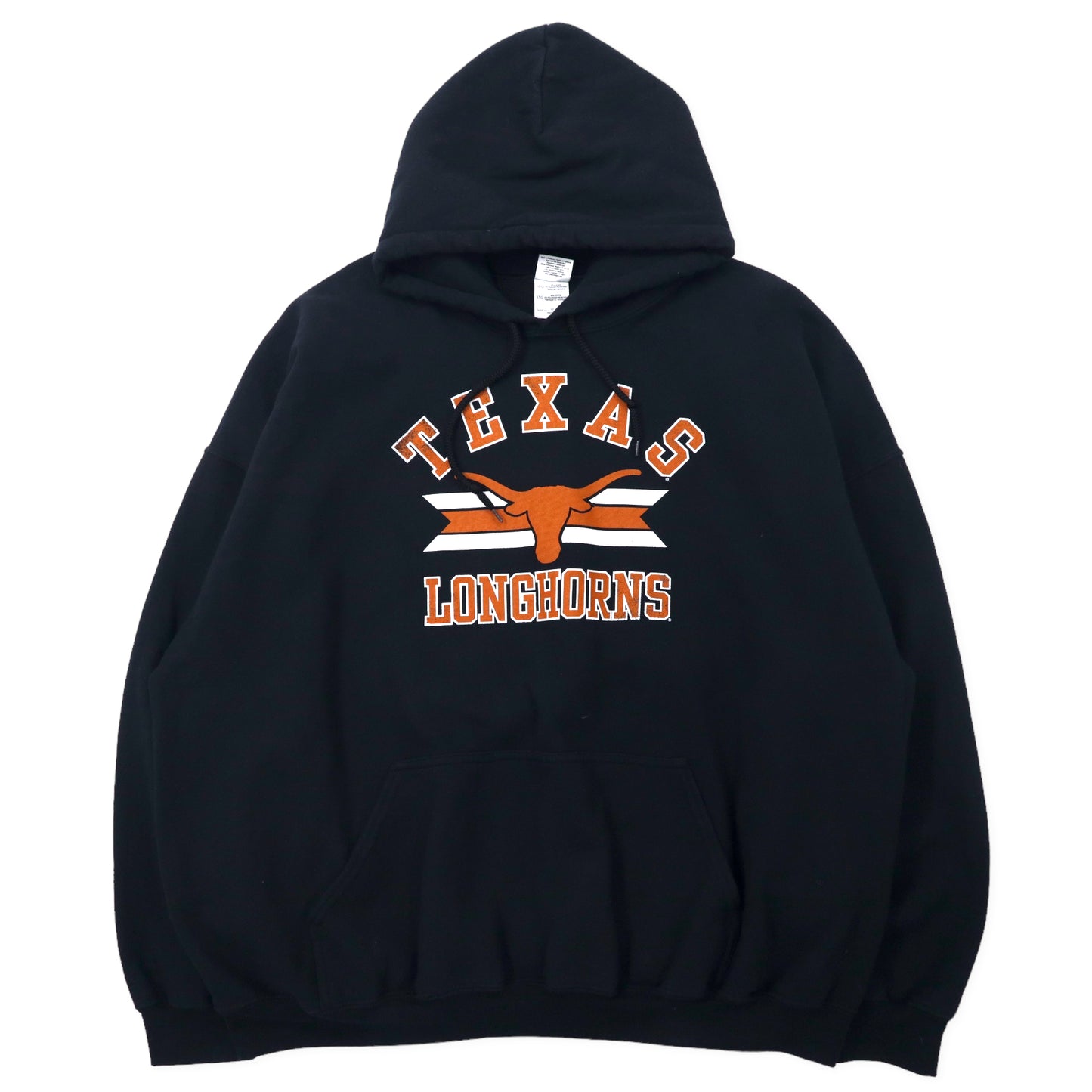 GILDAN ビッグサイズ カレッジプリントパーカー 3XL ブラック コットン 裏起毛 フットボール NCAA TEXAS LONGHORNS