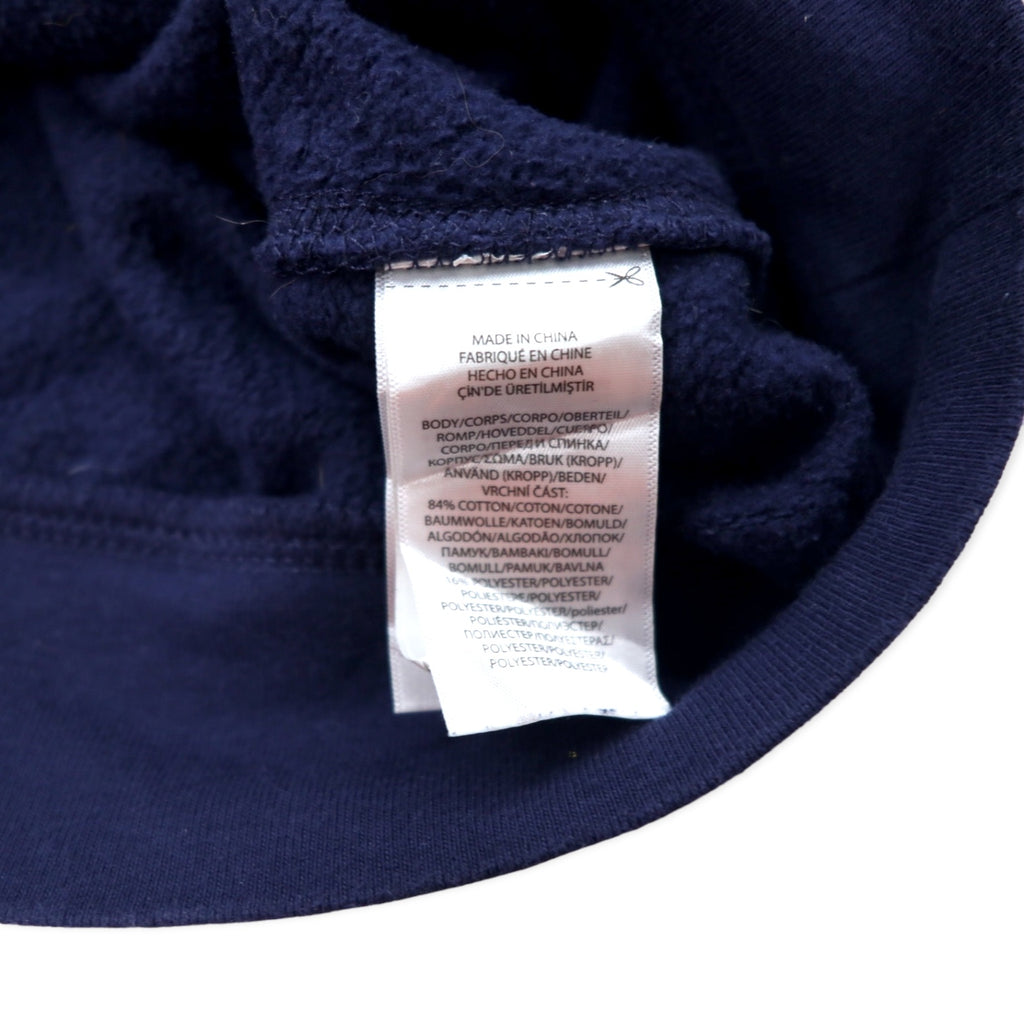 POLO RALPH LAUREN Logo Embroidered Pullover Hoodie L Navy Cotton Fleece Lining