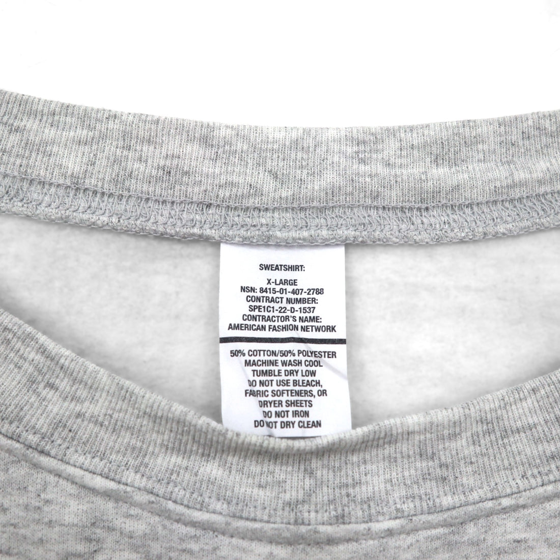 US AIR FORCE Military Training Sweatshirt, Size XL, Light Gray, Fleece-Lined, Arch Logo, Military Style, 8415-01-407-2788