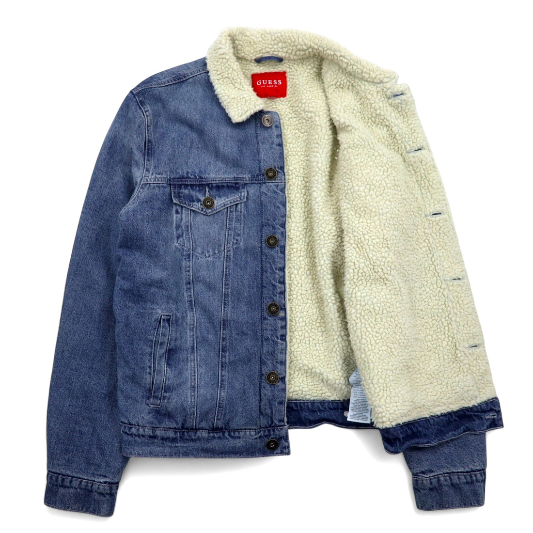GUESS ボア デニムジャケット トラッカージャケット M ブルー コットン Sherpa Denim Jacket X74XN1R0LF0