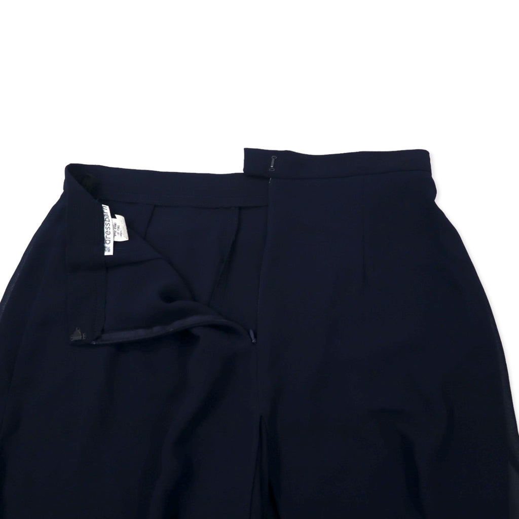 Dressbarn Sheer Drape Wide Pants Size 12 Navy Polyester Slit Layered Made in USA
