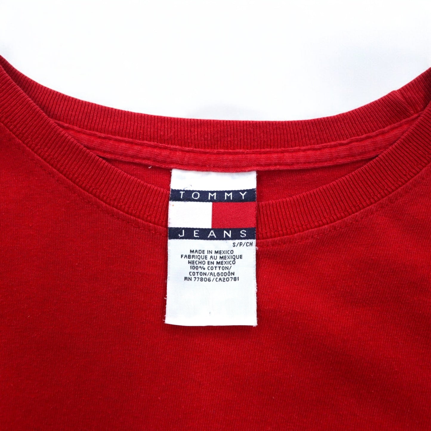 TOMMY JEANS 90s Long Sleeve T-Shirt, Red, Cotton, Made in Mexico