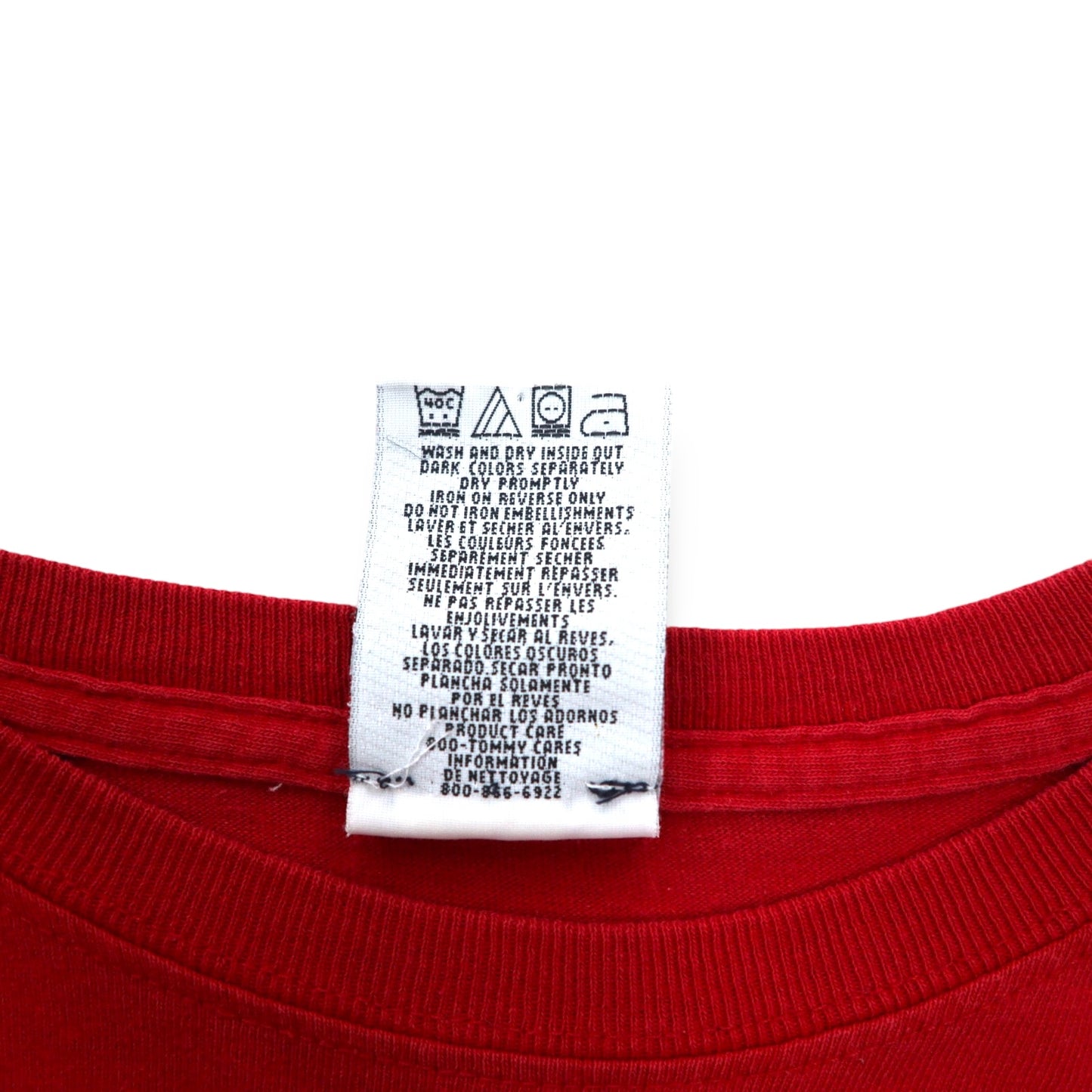 TOMMY JEANS 90s Long Sleeve T-Shirt, Red, Cotton, Made in Mexico