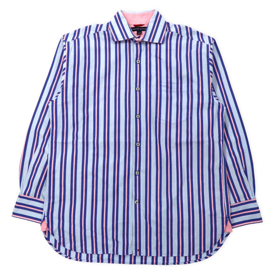 日本然リトテ-古着オンライン-TOMMY HILFIGER ストライプ ドレスシャツ M ブルー コットン-TOMMY HILFIGER STRIPED Dress Shirt M Blue Cotton