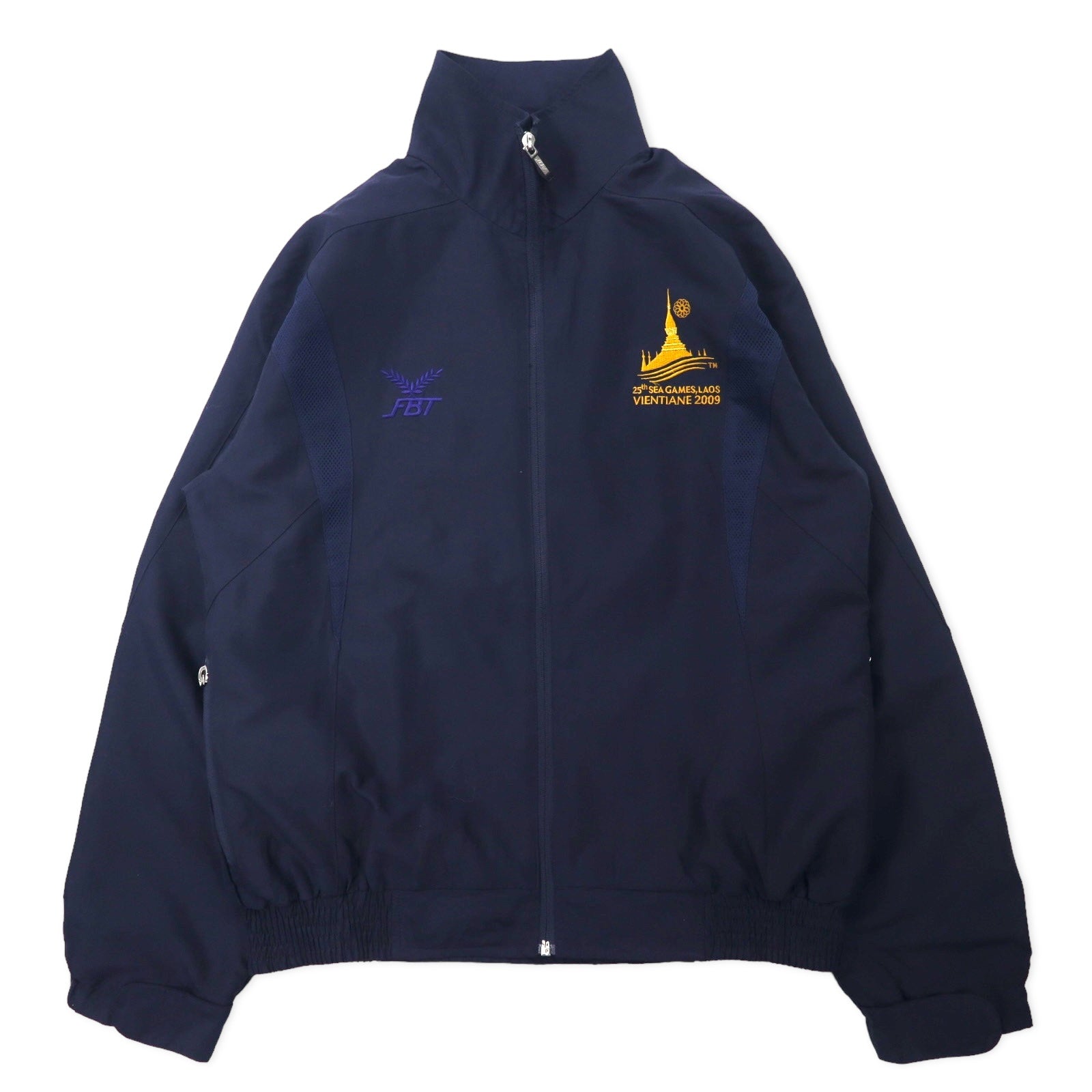 日本然リトテ-古着オンライン-FBT ナイロンジャケット M ネイビー ポリエステル メッシュライナー 25th SEA GAMES LAOS VIENTIANE 2009 刺繍-FBT Windbreaker M Navy Polyester Mesh Liner 25th Sea Games Laos Vientiane 2009 Embroidery