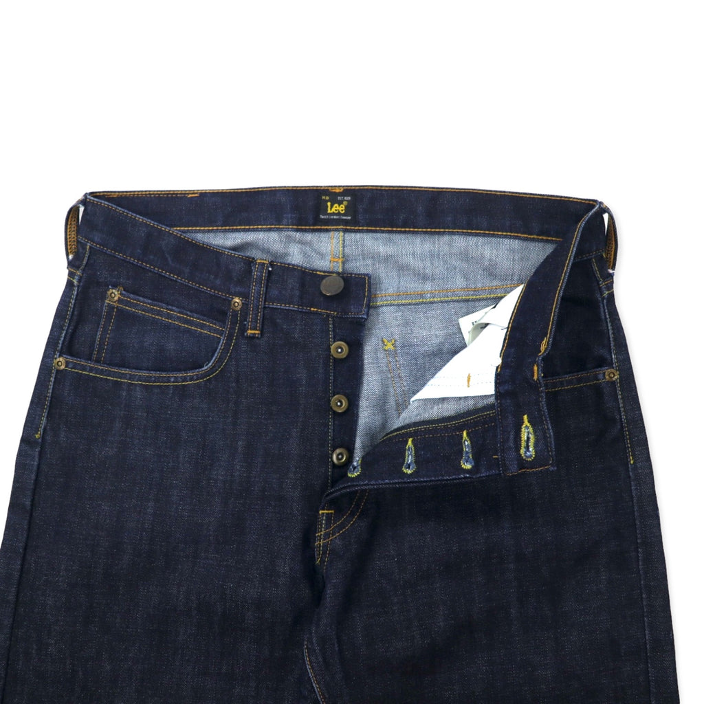 Lee Rigid Denim Pants Size 31 Blue Button Fly Leather Patch BLAKE RUFFLED PAD L708ATBJ