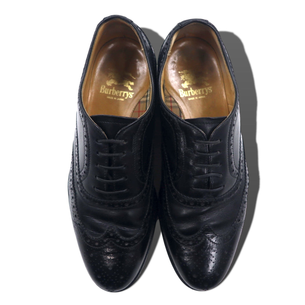 Burberry Wingtip Medallion Dress Shoes 24.5cm Black Leather 1402 Made in Japan