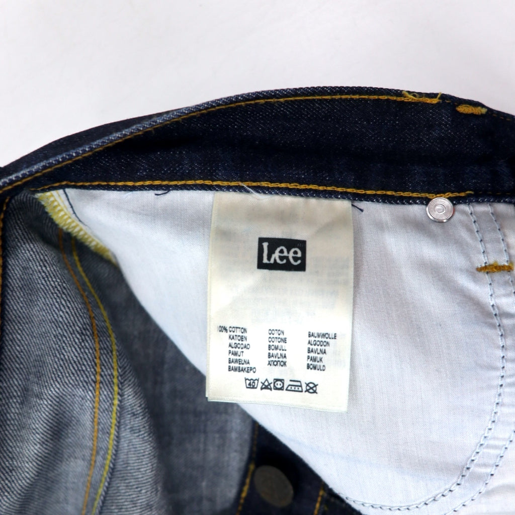 Lee Rigid Denim Pants Size 31 Blue Button Fly Leather Patch BLAKE RUFFLED PAD L708ATBJ