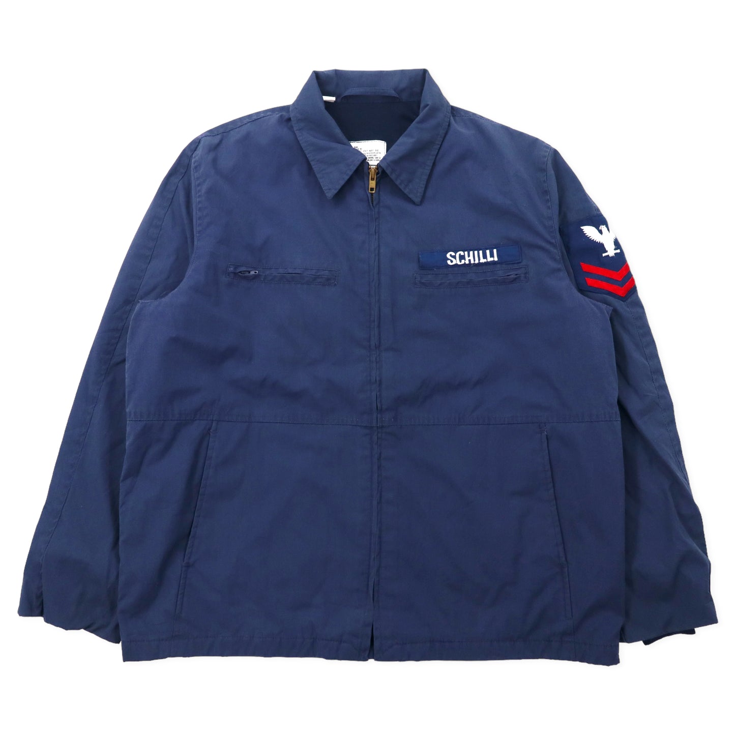 80s US NAVY Military UTILITY JACKET デッキジャケット 44R ネイビー ポリエステル コットン ミリタリー 8405-01-073-0142 80年代