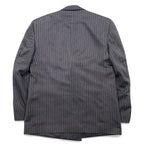 John Blair Double Breasted Tailored Jacket XL Grey Striped Polyester