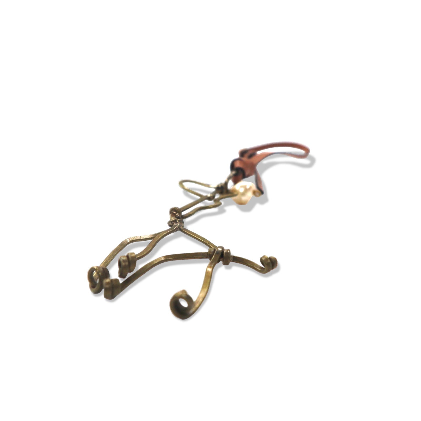 MARNI Keychain Charm Gold Brass Leather Giraffe Motif