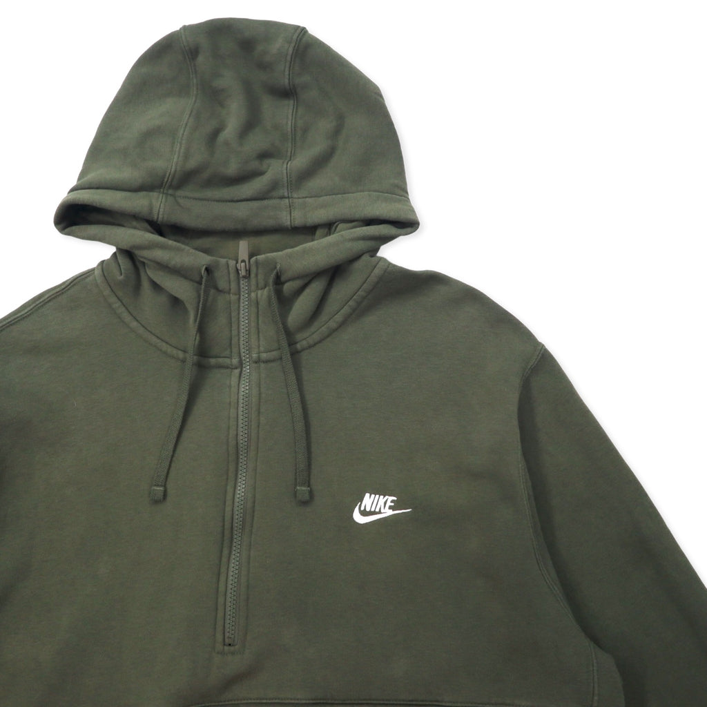 NIKE Half-Zip Hoodie Anorak Parka XXL Khaki Cotton NSW Club Fleece Half-Zip Hoodie BV2699-380
