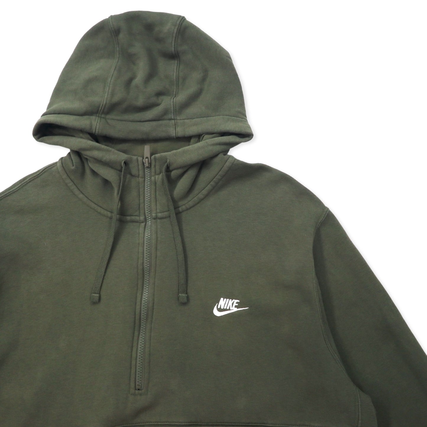 NIKE ハーフジップ フーディー アノラックパーカー XXL カーキ コットン NSW Club Fleece Half-Zip Hoodie BV2699-380