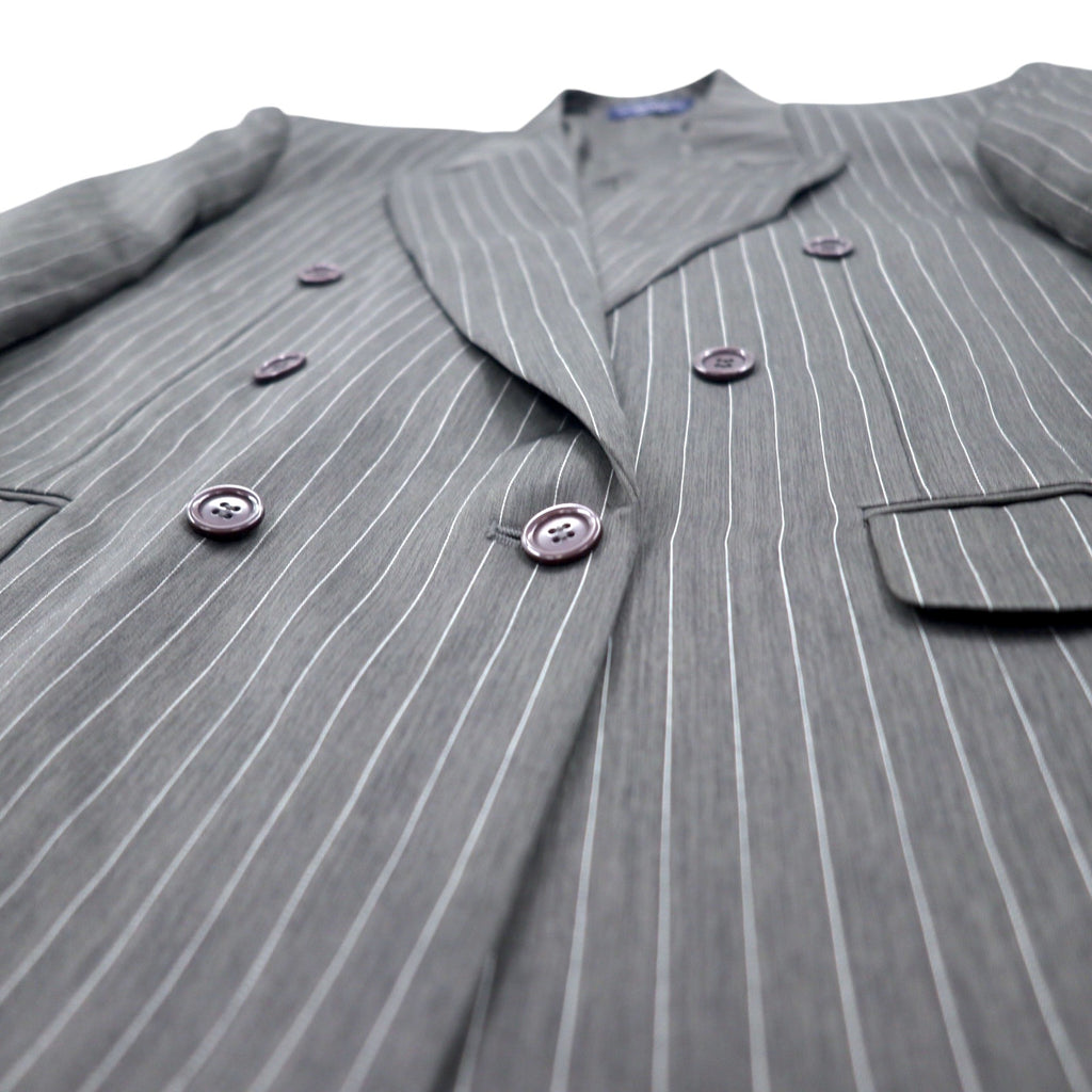 John Blair Double Breasted Tailored Jacket XL Grey Striped Polyester